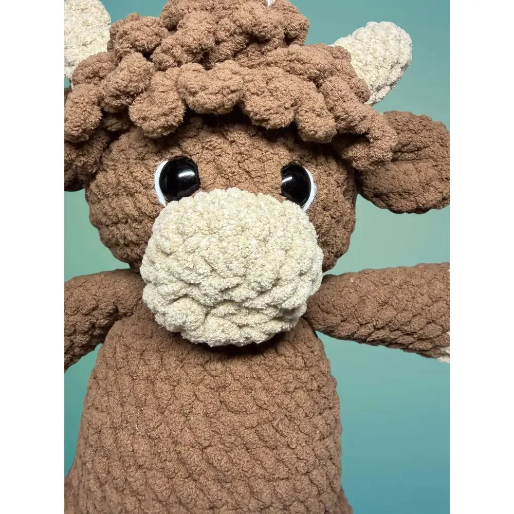 Handcrafted Highland Cow Plush 10” Crochet Nursery Decor Baby Shower Gift